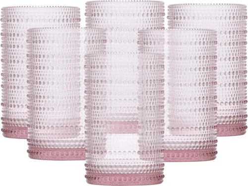 Vista 16 de Fortessa Jupiter - Vaso de vidrio con cuentas y diseño de clavos, 10 onzas, doble estilo antiguo (juego de 6), ámbar