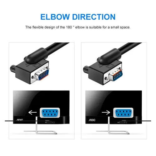 Vista 6 de Left Angle DB9 Serial Cable RS232 Male to Female Extension Wire 9 Pin(FF-D,0.5M)