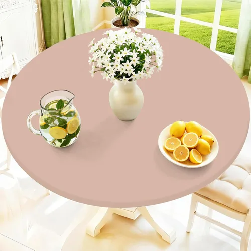 Vista 14 de Moosfor Mantel redondo de elastano, elástico ajustable impermeable para mesas de 18 a 24 pulgadas, mantel de picnic elástico lavable para Azul