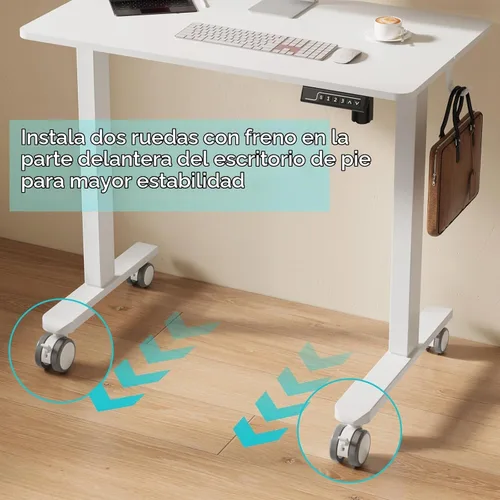 Vista 5 de Ruedas de escritorio de pie, ruedas de vástago M8 con cerradura de 2 pulgadas, juego de 4