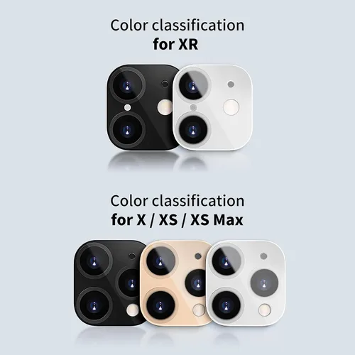 Vista 4 de LucBuy Protector de lente de cámara para iPhone XR Convert to iPhone 11, película de vidrio templado transparente ultra fina, cubierta protectora