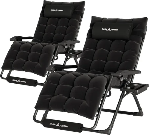 Vista 9 de UDPATIO Silla reclinable de gran tamaño para patio con cojín extraíble Negro Z-xl