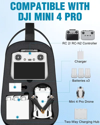 Vista 2 de Mini 3 Caso, para DJI Mini 3/4 Pro Fly More Combo, Mochila Sling Negro
