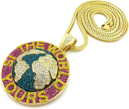Vista 3 de GWOOD The World is Yours - Colgante de metal con collar de Franco