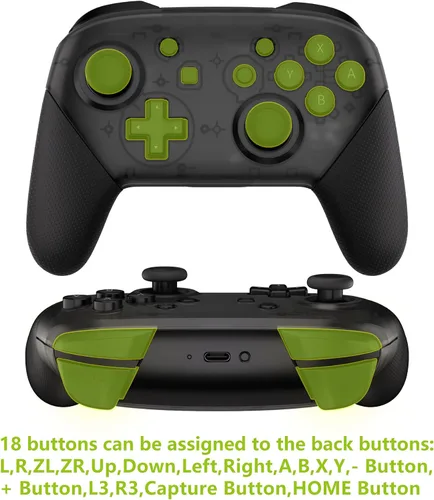Vista 28 de eXtremeRate Back Buttons Attachment for Nintendo Switch Pro Controller, Clear Black Back Paddles Programable RISE4 Remap Kit for Switch Pro