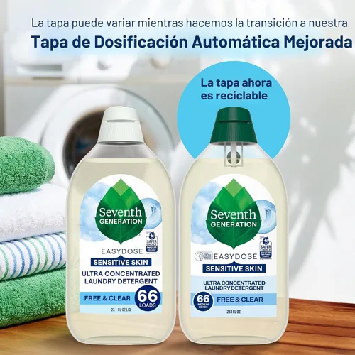 Vista 3 de Seventh Generation Detergente para ropa, ultra concentrado EasyDose, libre y transparente, 23.1 onzas líquidas (paquete de 2)