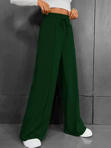 Vista 3 de SOLY HUX Pantalones largos de pierna ancha con cordón y cordón para mujer