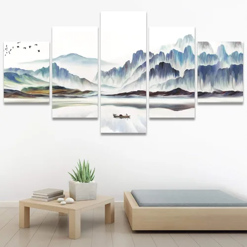 Vista 26 de SIGNWIN Lienzo grande para pared, efecto geométrico de mármol, triángulo dorado, polígono, paisaje, formas abstractas, arte digital, arte moderno