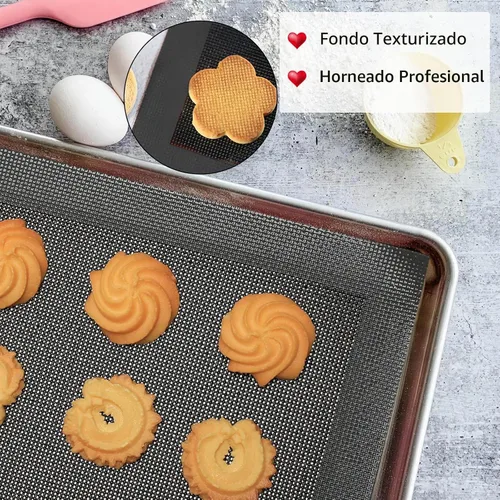 Vista 5 de AMYONE Alfombrillas de Silicona Perforadas para Hornear, 2 PCS Alfombrillas de Malla Gris para Media Bandeja, Forros de Horno Eclair Antiadherentes