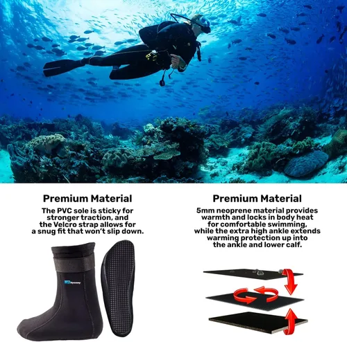 Vista 7 de H2ODYSSEY Calcetines de buceo de neopreno de 0.197 in - Calcetines de agua con tobillo alto para una protección extendida