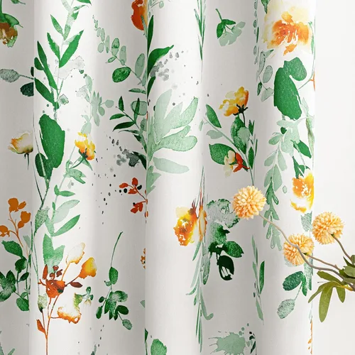 Vista 34 de MYSKY HOME Cortinas florales para puerta francesa de 40 pulgadas de largo, juego de 2 cortinas opacas de privacidad con bolsillo para barra A-verde
