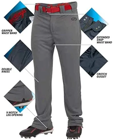 Vista 2 de Rawlings Launch Series Baseball Pants Full Length & Jogger Fit Options Solid Colors Youth Sizes