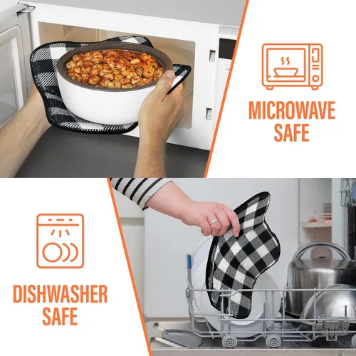 Vista 5 de Juego de 4 soportes para ollas o tazones para microondas para mantener la comida caliente, resistente al calor, protector de agarradera grande