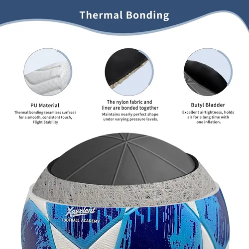 Vista 4 de Professional Soccer Ball Size 5,4 -Thermal Bonded Waterproof PU Match-Quality Training Ball with Pump