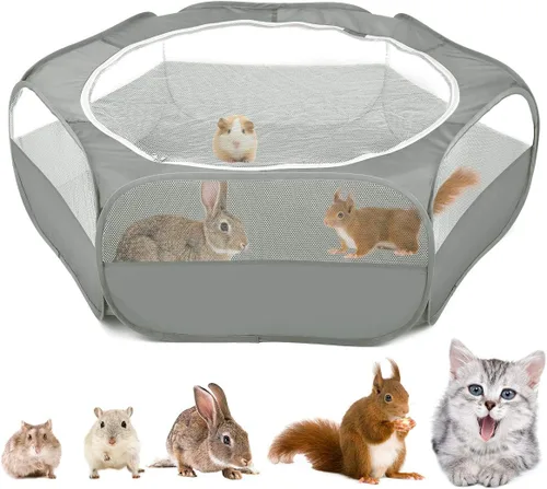 Vista 9 de VavoPaw Corralito para Animales Pequeños, Caja de Crianza de Pollos con Tapa Superior, Carpa de Jaula Portátil para Ejercicio al Aire Libre