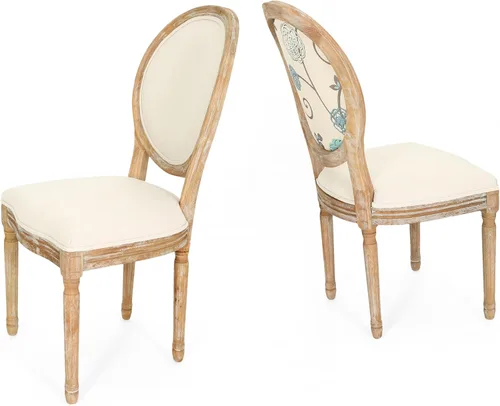Vista 14 de Christopher Knight Home - Juego de sillas para comedor, modelo Phinnaeus, juego de 4, madera, rayas azul oscuro + beige claro + natural