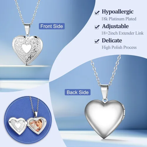 Vista 6 de Yimeraire - Collar con foto, dije personalizado con foto para hombres, para el Día del Padre, colgante medallón con recuerdo, para mujeres, collar