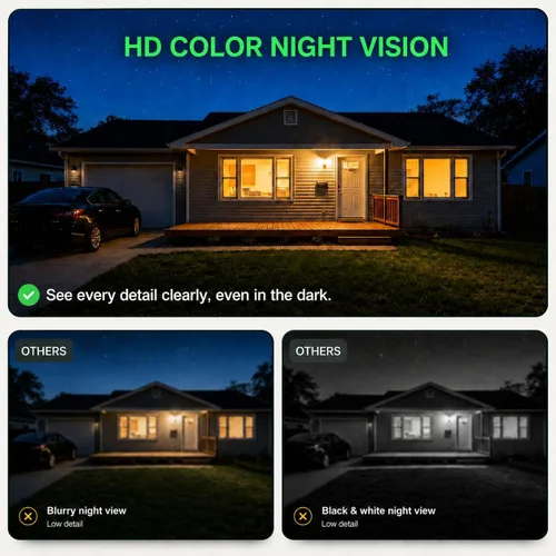 Vista 7 de Cámara de ventana 2K, cámara de seguridad WiFi de 5 GHz y 2.4 GHz para el hogar, visión amplia de 120°, visión nocturna a todo color, detección