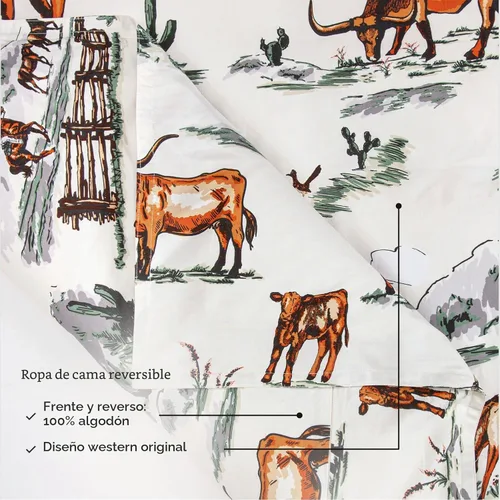 Vista 5 de Paseo Road Ranch Life - Juego de funda de edredón reversible de 3 piezas