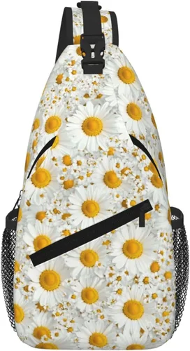 Vista 14 de Bolso bandolera para hombres y mujeres, mochila cruzada floral de tulipán pastel, mochila casual de senderismo para viajes, deportes, correr, bolsa