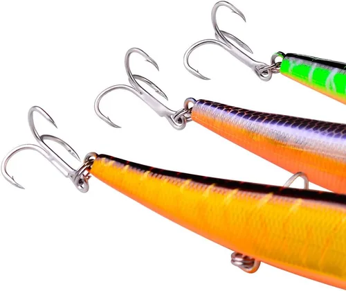Vista 5 de PROBEROS Señuelos de pesca de lubina Minnow - Jerkbait Sinking Señuelos Set Cebos duros Crankbait para trucha bagre almizclado Bluegill Pesca
