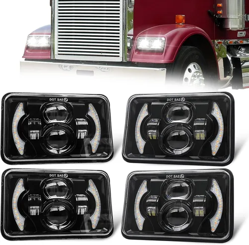 Vista 9 de CO LIGHT 2 faros delanteros LED de 4 x 6, haz sellado alto/bajo aprobado por DOT, señal de giro DRL blanca y ámbar, repuesto H4651 H4652 H4656 H4666