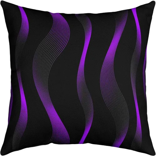 Vista 9 de Juego de 4 fundas de almohada geométricas a rayas de 16 x 16 pulgadas, fundas de almohada geométricas de rayas rojas, negras y grises para sofá