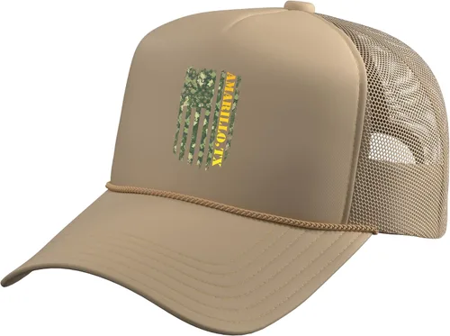 Vista 10 de Amarillo Texas Camouflage USA Flag Trucker Hat with Adjustable Mesh Back