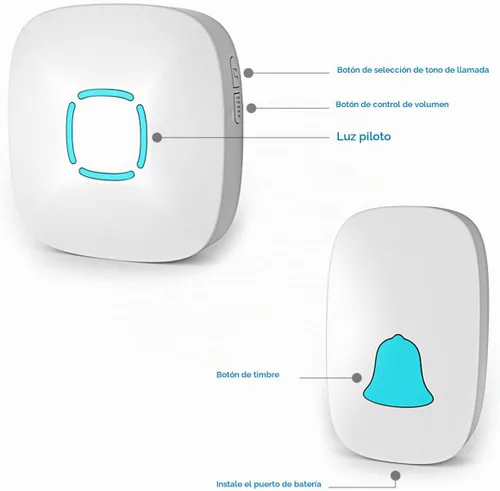 Vista 4 de Timbre inalámbrico, Lovin Product, timbre para puerta impermeable con 36 melodías, volumen ajustable; funcionamiento hasta 1000 pies, con timbre