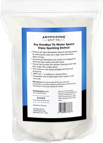 Vista 7 de Aromasong Sal para lavavajillas de 10 libras - Agente suavizante de agua 100% natural compatible con Bosch, Miele, Whirlpool, Thermador y más