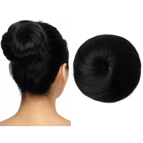 Vista 26 de SARLA Extensiones de moño de pelo falso para mujer, sintético, recogido, con cordón, moño de ballet, piezas de cabello color castaño medio Castaño
