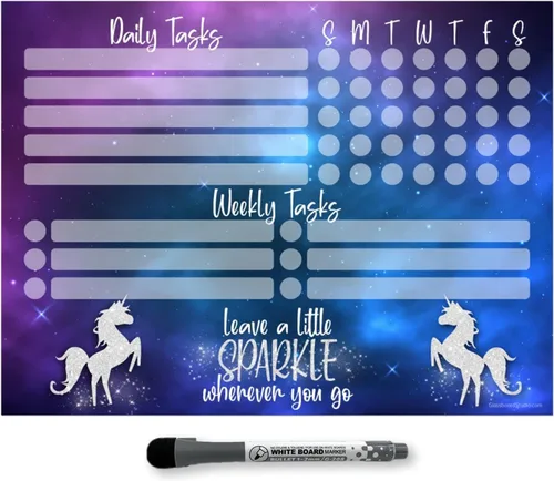 Vista 17 de Planificador de tareas de pizarra blanca de borrado en seco, calcomanía adhesiva extraíble y resellable, marcador magnético de punta fina incluido