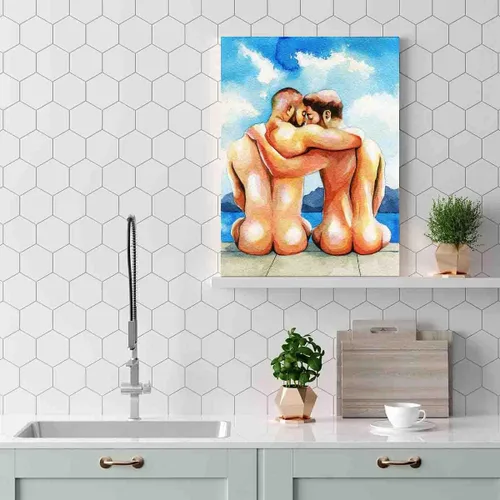 Vista 5 de DAVUD Decoración artística para hombre, pintura de acuarela, hombre gay y baño gay, arte de pared para el hogar, bar, decoración de pared, arte