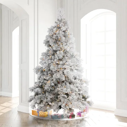 Vista 5 de Vickerman Alberta, árbol de navidad artificial flocado con conos de pino artificiales
