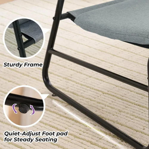 Vista 9 de DAICO Silla decorativa moderna sin brazos, cómoda silla lateral tapizada con marco de metal para sala de estar, dormitorio, balcón, jardín, lino