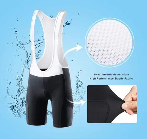 Vista 3 de Santic Baberos cortos de ciclismo para hombre con bolsillo acolchado 4D transpirable para bicicleta de carretera