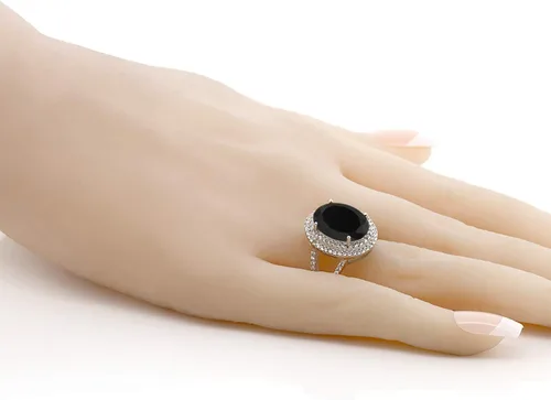 Vista 4 de Gem Stone King Anillo de plata de ley 925 con piedra natal ovalada de 0.55 x 0.39 pulgadas para mujer, anillo de compromiso de boda, aniversario