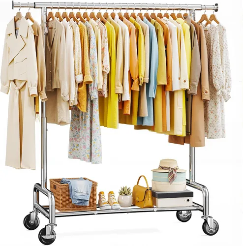 Vista 12 de Raybee Perchero resistente para ropa, estantes para ropa para colgar ropa pesada 200+, perchero enrollable para ropa con capacidad de carga de 485