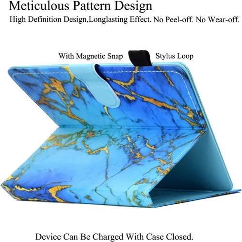 Vista 4 de Funda universal para tablet de 7.0 pulgadas, piel sintética, con soporte de visión multiángulo, ranuras para tarjetas para Samsung Galaxy Tab A 7.0