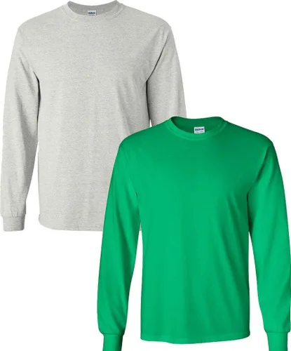 Vista 20 de Gildan Camiseta de manga larga de algodón ultra para adulto, estilo G2400, paquete múltiple Militar + ceniza.