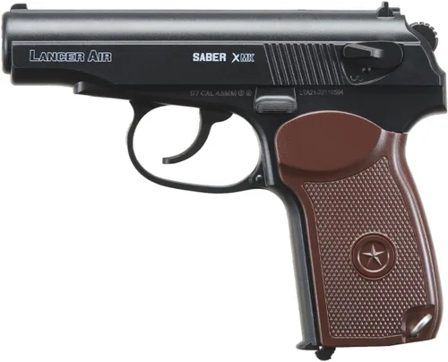 Vista 4 de Lancer Tactical Pistola de aire Saber XMK CO2 pistola de aire Makarych - 390 FPS con alta presión 0.42 oz y bolsa de metal BB- Paquete de 5