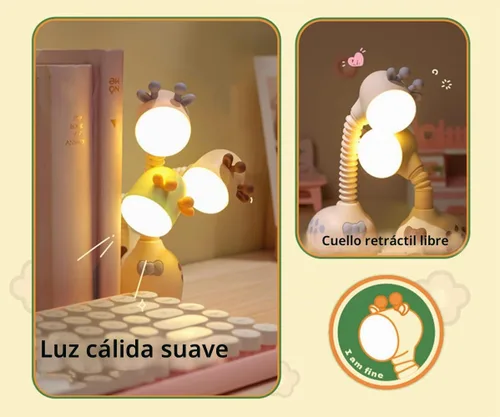 Vista 5 de Luz Nocturna de Jirafa Fantasee USB Recargable para Guardería y Mesita de Dormir para Niños - Verde