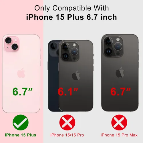 Vista 7 de bicol - Funda protectora a prueba de golpes para iPhone 15 Plus, funda delgada de acrílico transparente y diseños modernos para niña y mujer, 6.7