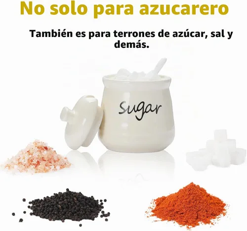 Vista 5 de ONTUBE Azucarero de cerámica con tapa y cuchara 12oz (beige) Ceramic, 12oz, lid & spoon, airtight seal, easy-clean, dishwasher-safe