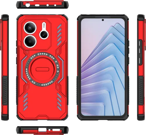 Vista 134 de Funda compatible con Motorola Edge 50, compatible con carga inalámbrica MagSafe [PC + TPU] 2 en 1 funda magnética protectora anticaída para Rojo