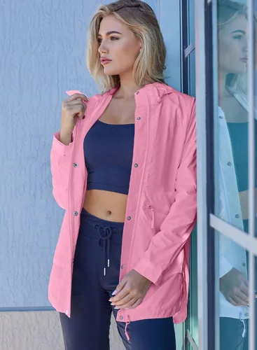 Vista 4 de Herseas Impermeable rompevientos ligero para mujer, impermeable, plegable, para exteriores, con capucha