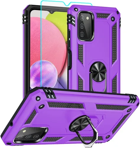 Vista 11 de Funda para teléfono Samsung Galaxy A03s, Galaxy A03s con protector de pantalla HD, [grado militar de 16 pies a prueba de caídas], anillo protector a