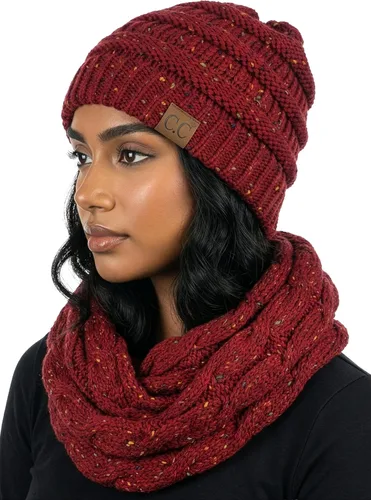 Vista 27 de Funky Junque - Juego de pañuelo y gorro de punto a juego para mujer Negro