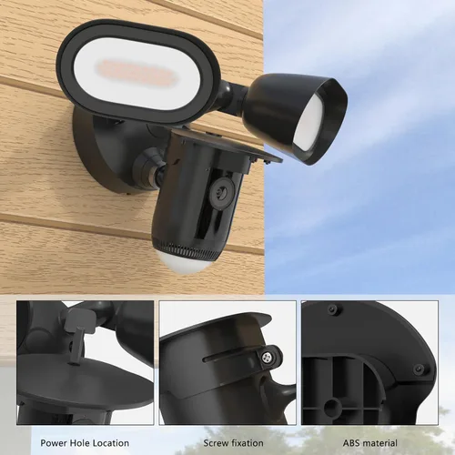 Vista 5 de Cubierta de cámara de sombra de lluvia solar compatible con R-ing Floodlight Cam Wired Pro, para reflector R-ing al aire libre, resistente a la Negro