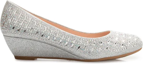 Vista 2 de Zapatos de plataforma baja para mujer, punta redonda, con brillos